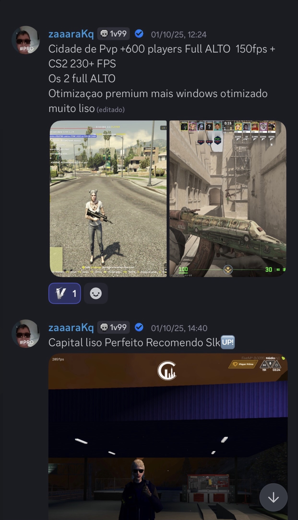 Print do feedback do cliente zaaaraKq com resultados em PvP e CS2