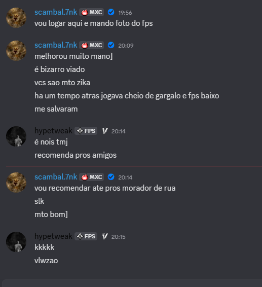Print de conversa com recomendação e elogios ao serviço
